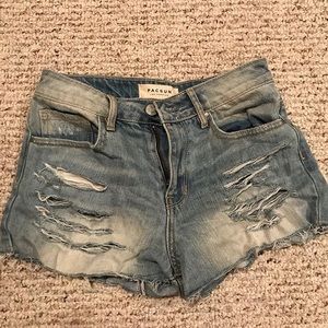 distressed denim jean shorts
